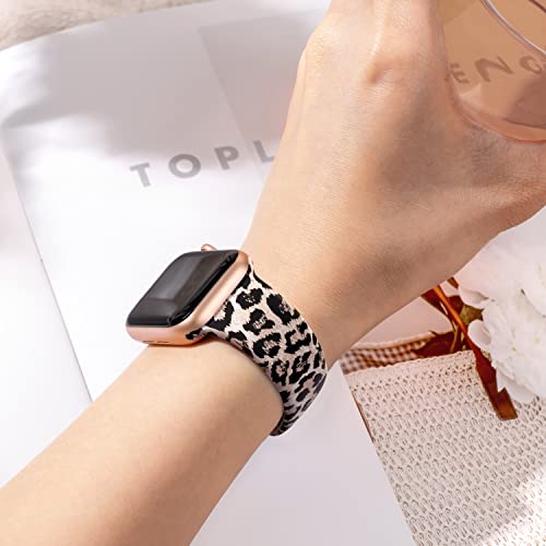 OriBear Compatible with Apple Watch Band 40mm 38mm Elegant Floral Bands for Women Soft Silicone Solid Pattern Printed Replacement Strap Band for Iwatch Series 4/3/2/1 S/M Romantic Flowers, Sexy Leopard