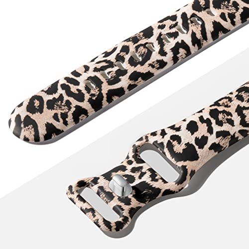 OriBear Compatible with Apple Watch Band 40mm 38mm Elegant Floral Bands for Women Soft Silicone Solid Pattern Printed Replacement Strap Band for Iwatch Series 4/3/2/1 S/M Romantic Flowers, Sexy Leopard