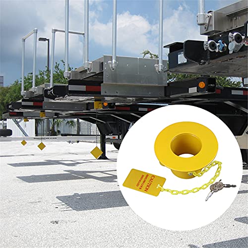 KAYCENTOP King Pin Lock 5th Wheel Locks Trailer Hitch Lock Heavy Duty Fifth Wheel Kingpin Lock Towing Hitch Lock Anti Theft Steel with Yellow Caution Tag for Trailers Rv