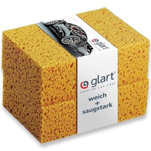 glart 44wsn 2-piece set of car washing sponges natural for car washing, wheel rims, paintwork, yellow, 79 x 50 cm