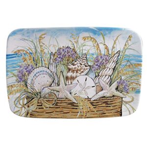 certified international by the sea rectangular platter, 14" x 10" x 1", multi colored