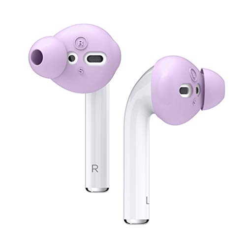 elago Earbuds Cover Designed for Apple AirPods 2 & 1 or EarPods, Silicone Ear Tips, Ear Grip, Sound Quality Enhancement [4 Pairs: 2 Large + 2 Small] (Lavender)