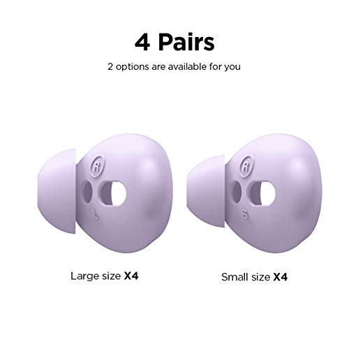 elago Earbuds Cover Designed for Apple AirPods 2 & 1 or EarPods, Silicone Ear Tips, Ear Grip, Sound Quality Enhancement [4 Pairs: 2 Large + 2 Small] (Lavender)