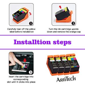 ARTITECH Replace for Dell Series 21 Ink Cartridges Compatible for Dell V515w, V715w, P513w, P713w, V313, V313w, P713w, All-in-One Printers 4 Pack, (3 Black and 1 Color) for Dell Series 21, Series 22