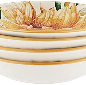 Certified International Sunflower Fields 9" Soup/Pasta Bowls, Set of 4, Multi Colored