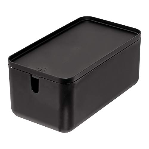 iDesign 29847 Cade BPA-Free Plastic Toilet Paper Storage Bin with Lid, Matte Black