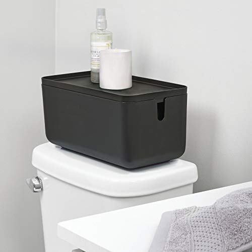 iDesign 29847 Cade BPA-Free Plastic Toilet Paper Storage Bin with Lid, Matte Black