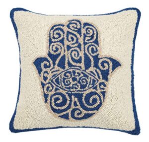peking handicraft 30jbl05c16sq hamsa hook pillow, 100% wool and cotton