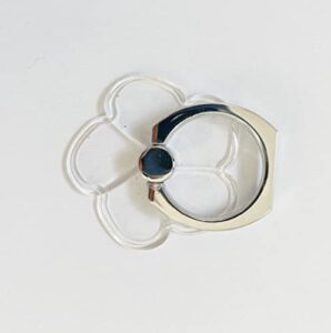 goldenel universal 360 degree rotating finger ring stand holder for cell phone iphone or tablet - transparent (flower)