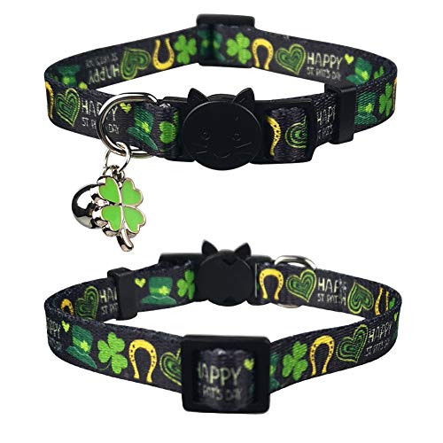 Lamphyface 3 Pack St. Patrick's Day Cat Collar with Bell Breakaway Adjustable