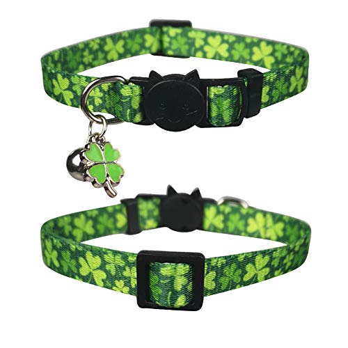 Lamphyface 3 Pack St. Patrick's Day Cat Collar with Bell Breakaway Adjustable