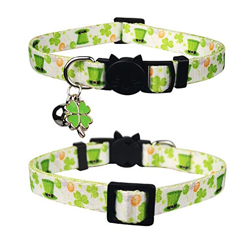 Lamphyface 3 Pack St. Patrick's Day Cat Collar with Bell Breakaway Adjustable