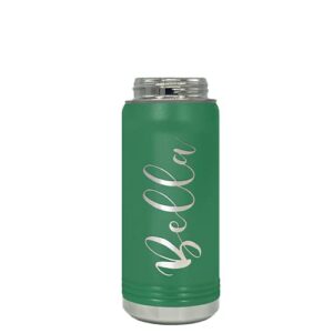 Personalized Bottle 20 oz with Straw Green Custom Laser Engraved Stainless Steel Vacuum Insulated Sport Bottle with Name