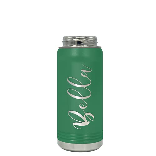 Personalized Bottle 20 oz with Straw Green Custom Laser Engraved Stainless Steel Vacuum Insulated Sport Bottle with Name