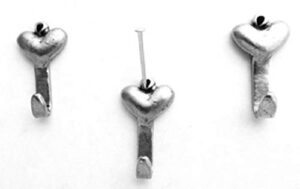 norma jean designs 3pc set mini heart hooks, antique silver