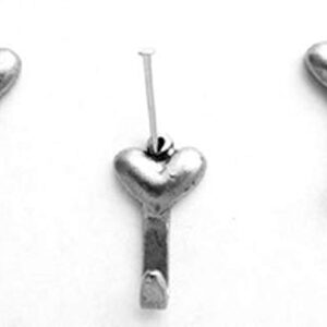 Norma Jean Designs 3PC Set Mini Heart Hooks, Antique Silver