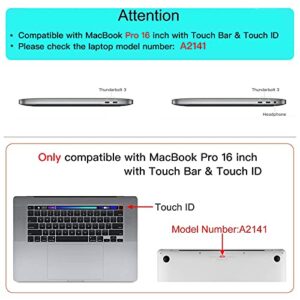 MOSISO Compatible with MacBook Pro 16 inch Case 2020 2019 Release A2141 with Touch Bar Touch ID, Ultra Slim Protective Plastic Hard Shell Case & Keyboard Cover Skin, Black