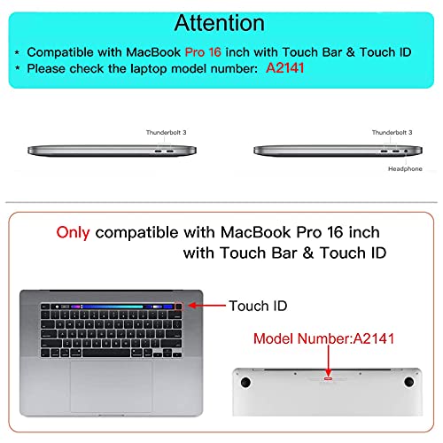 MOSISO Compatible with MacBook Pro 16 inch Case 2020 2019 Release A2141 with Touch Bar Touch ID, Ultra Slim Protective Plastic Hard Shell Case & Keyboard Cover Skin, Black