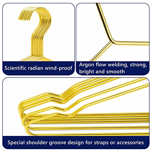 Amber Home 17" Shiny Gold Strong Metal Hanger 30 Pack, Gold Clothes Hangers, Heavy Duty Coat Hangers, Standard Suit Hangers for Jacket, Shirt, Dress (Gold, 30)