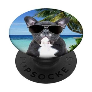 french bulldog frenchie dog beach sunglasses funny cute popsockets popgrip: swappable grip for phones & tablets