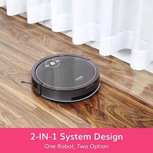 NOISZ by ILIFE S5 Pro Robot Vacuum and Mop 2 in 1, ElectroWall, Automatic Self-Charging, Water Tank，Tangle-Free, Quiet, Ideal for Pet Care, Hard Floor and Low Pile Carpet, Black