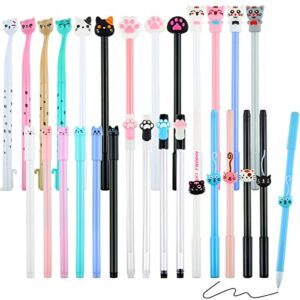 cartoon cat gel ink pens cats rollerball pens cute black writing pen for kids home office school gift supplies (30 pieces)