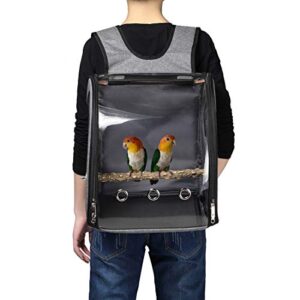 Bird Parrot Backpack Carrier Travel Bag with Perch Stand for Parakeets Cockatiels Conures Finches Lovebirds Small Medium Birds Cage Outside Airlines Airplane Plane Approved Car Lightweight Transparent