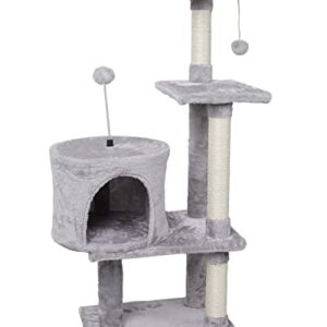 FISH&NAP US06H Cat Tree Cat Tower Cat Condo Sisal Scratching Posts with Jump Platform Cat Furniture Activity Center Play House Grey