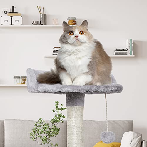 FISH&NAP US06H Cat Tree Cat Tower Cat Condo Sisal Scratching Posts with Jump Platform Cat Furniture Activity Center Play House Grey