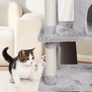 FISH&NAP US06H Cat Tree Cat Tower Cat Condo Sisal Scratching Posts with Jump Platform Cat Furniture Activity Center Play House Grey