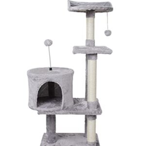 FISH&NAP US06H Cat Tree Cat Tower Cat Condo Sisal Scratching Posts with Jump Platform Cat Furniture Activity Center Play House Grey