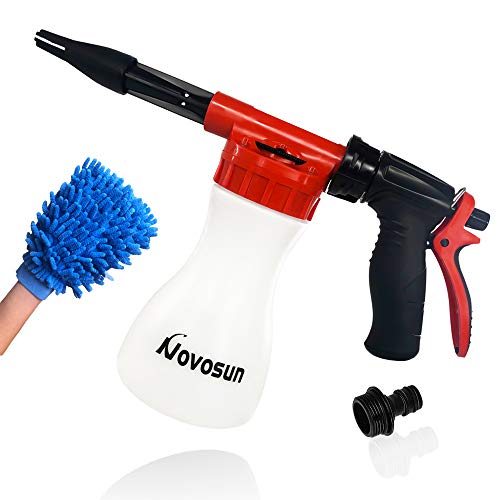 Car Wash Foam Gun, Adjustable Hose Wash Sprayer with Adjustment Ratio Dial Foam Blaster Fit - Foam Cannon Attaches to Any Garden Hose (with Wash Kit)