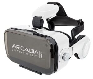 arcadia 360 virtual reality headset, vr cell phone headset for mobile games, movies, travel. compatible with your smartphone device.
