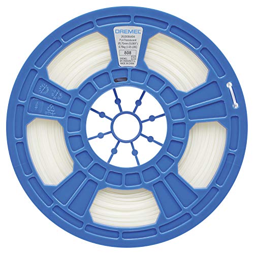 Dremel DigiLab PLA-TRA-01 3D Printer Filament, 1.75 mm Diameter, 0.75 kg Spool Weight, Color Translucent, RFID Enabled, New Formula and 50 Percent More per Spool