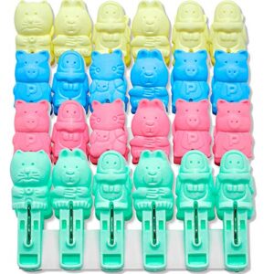foshine clothespins 48pack clothes clips cute sturdy cartoon cat monkey clothes pins plastic pegs clothespin laundry windproof clothespin photo paper pegs craft clips painting display pegs kitchen