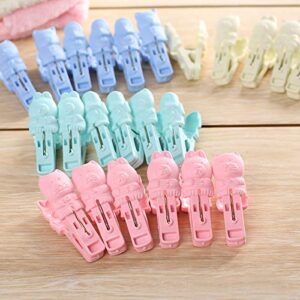 Foshine Clothespins 48pack Clothes Clips Cute Sturdy Cartoon cat Monkey Clothes pins Plastic Pegs Clothespin Laundry Windproof Clothespin Photo Paper Pegs Craft Clips Painting Display Pegs Kitchen