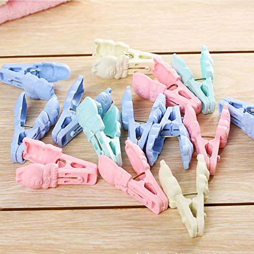 Foshine Clothespins 48pack Clothes Clips Cute Sturdy Cartoon cat Monkey Clothes pins Plastic Pegs Clothespin Laundry Windproof Clothespin Photo Paper Pegs Craft Clips Painting Display Pegs Kitchen