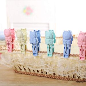 Foshine Clothespins 48pack Clothes Clips Cute Sturdy Cartoon cat Monkey Clothes pins Plastic Pegs Clothespin Laundry Windproof Clothespin Photo Paper Pegs Craft Clips Painting Display Pegs Kitchen