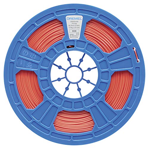 Dremel DigiLab PLA-RED-01 3D Printer Filament, 1.75 mm Diameter, 0.75 kg Spool Weight, Color Red, RFID Enabled, New Formula and 50 Percent More per Spool