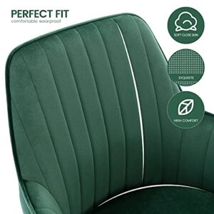 ceedment Modern Living Dining Room Accent Arm Chairs Club Guest with Gold Metal Legs (2, Green)