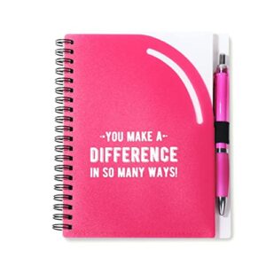 Cheersville Motivational Journal & Pen Gift Set - Pink Cover with Pen, Pen Loop, and Inner Pocket - Onboarding Teamwork Gifts