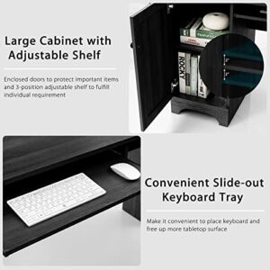 Tangkula L Shaped Office Desk, 66.5 Inches Corner Computer Desk with Storage Drawers & Cabinet, Home Office Desk with Pull-Out Keyboard Tray, Space-Saving Computer Workstation