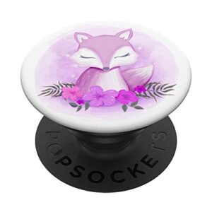 watercolor floral flower hand drawn pink fox popsockets popgrip: swappable grip for phones & tablets
