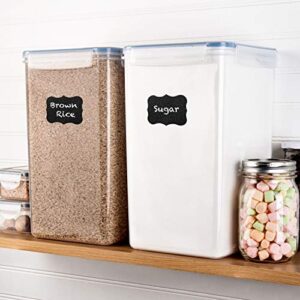 XXL 7 qt / 6.5 L / 220 Oz Food Storage Airtight Pantry Containers [Set of 2] WIDE & DEEP + FREE 2 Measuring Cup + deal for Sugar, Flour - Clear Plastic - Leakproof - BPA Free - Clear