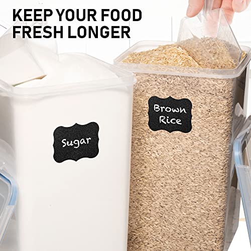 XXL 7 qt / 6.5 L / 220 Oz Food Storage Airtight Pantry Containers [Set of 2] WIDE & DEEP + FREE 2 Measuring Cup + deal for Sugar, Flour - Clear Plastic - Leakproof - BPA Free - Clear