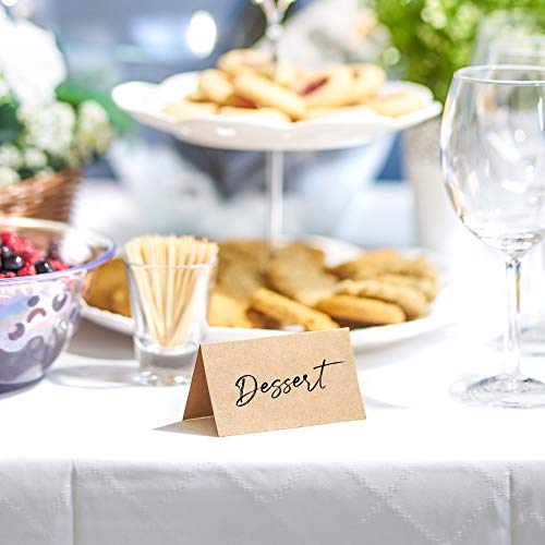 Place Cards for Weddings, 100-Count Kraft Table Name Cards, Blank Rustic Tent Cards, Seating Placecards for Dinner Parties, Banquets, Events