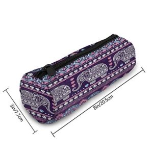 Aieefun Tribal Ethnic Elephant Cylinder Pencil Case Holder Zipper Large Capacity Pen Bag Pouch Stationery Cosmetic Makeup Bag