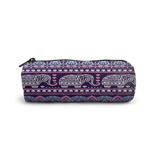 Aieefun Tribal Ethnic Elephant Cylinder Pencil Case Holder Zipper Large Capacity Pen Bag Pouch Stationery Cosmetic Makeup Bag