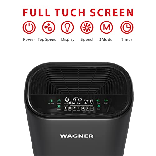 Wagner & Stern air purifier WA888 ozone free, HEPA-13 medical grade filter for large rooms. Removes air particles, dust, odors, smoke, VOC, pollen pet dander, etc. (Black)