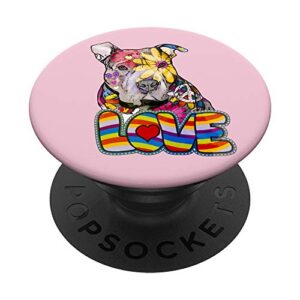 peace love pitbulls pitbull owner gift hippie flower power popsockets popgrip: swappable grip for phones & tablets